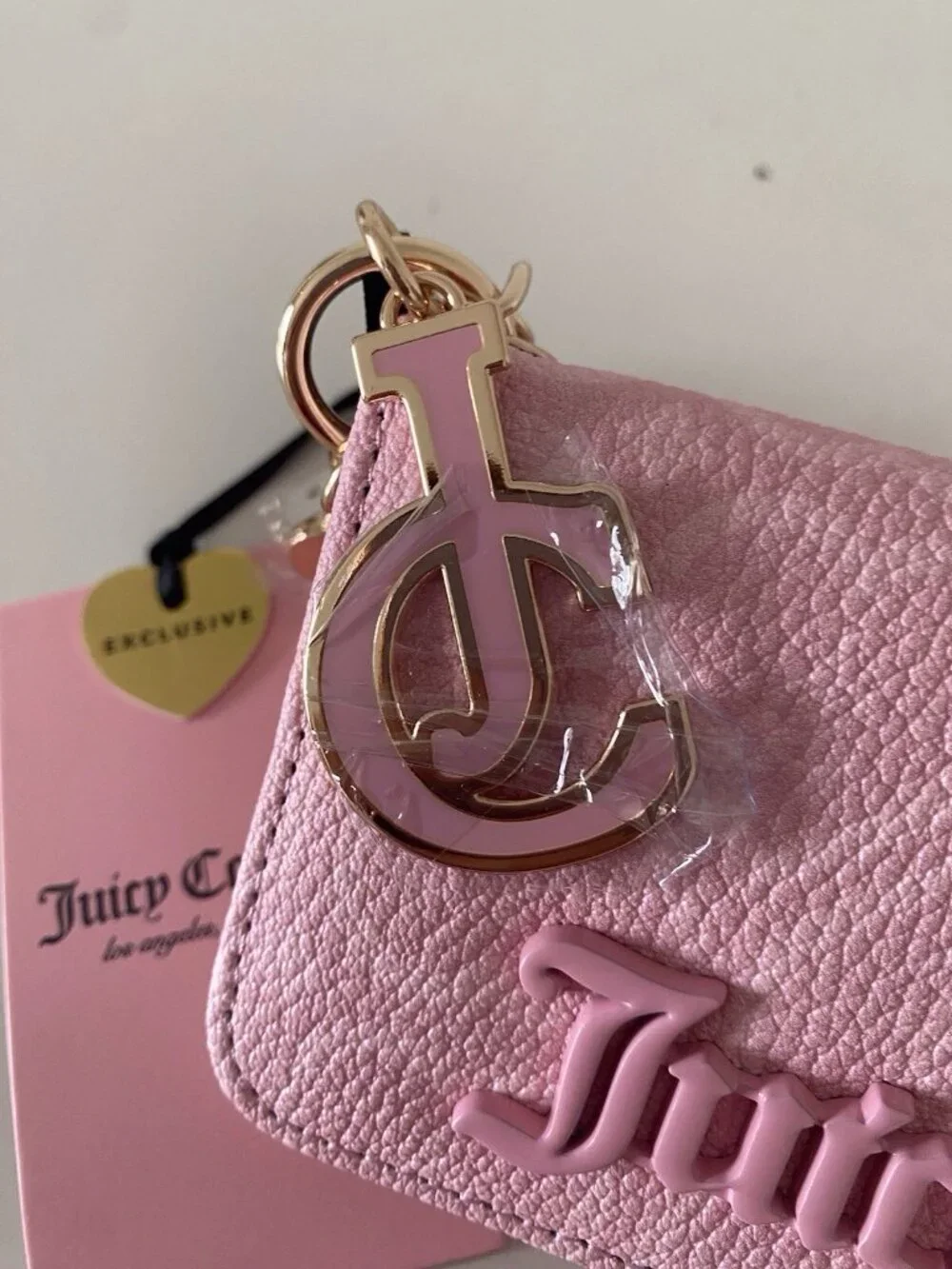 Juicy Couture The Bubble Pop Dual Sided Card Case In Flamingo Pink W/Charm NEW